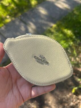 Coach Yellow Leather Coin Case with Silver Logo